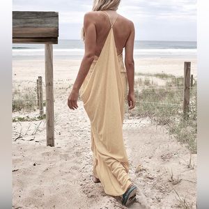 Free People Positano Maxi Dress in Mustard Seed